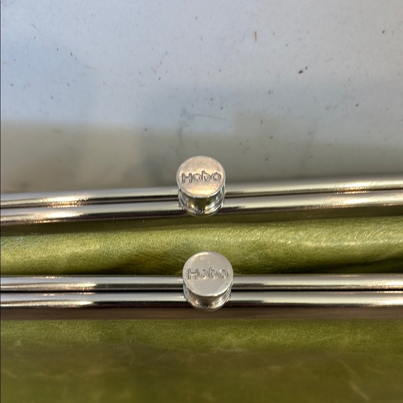 Hobo Lauren Clutch Wallet Leather Double Frame Dark Citron Moss Green Magnetic - Picture 2 of 16